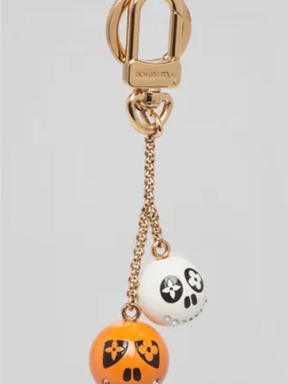 Louis Vuitton Jack and Lucy Skull Ball Charm Keyring with Gold Hardware